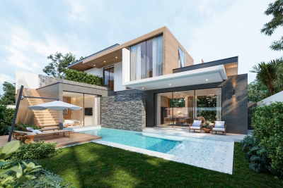 A new boutique development of 8 modern tropical 3-bedroom pool villas in Thalang